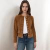 Classic European and American Metal Single-breasted Short Versatile New Suede Air Layer Top Short Jacket Autumn Suede