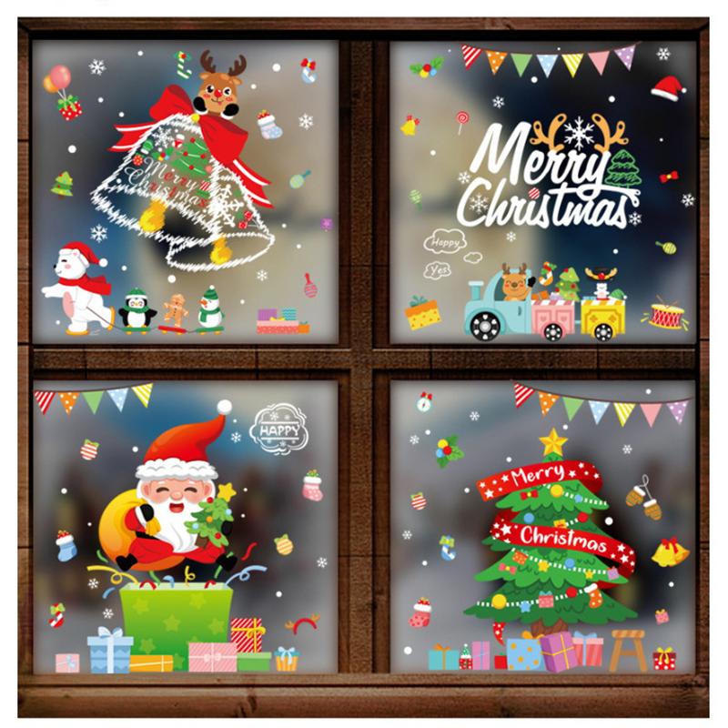 New Christmas Window Stickers Merry Christmas Decorations For Home Christmas Wall Sticker Kids Room New Year Decoration