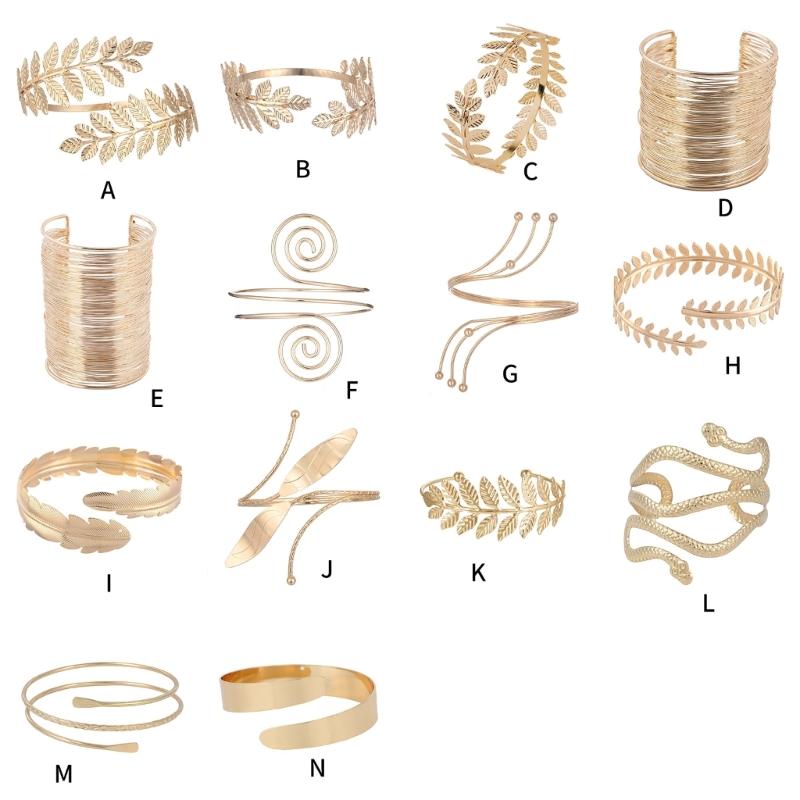Upper Arm Chain Cuffs for Women Teens Armlet Bangle Bracelets for Girls Women Flexible Beach Jewelry Sparkly Leaf