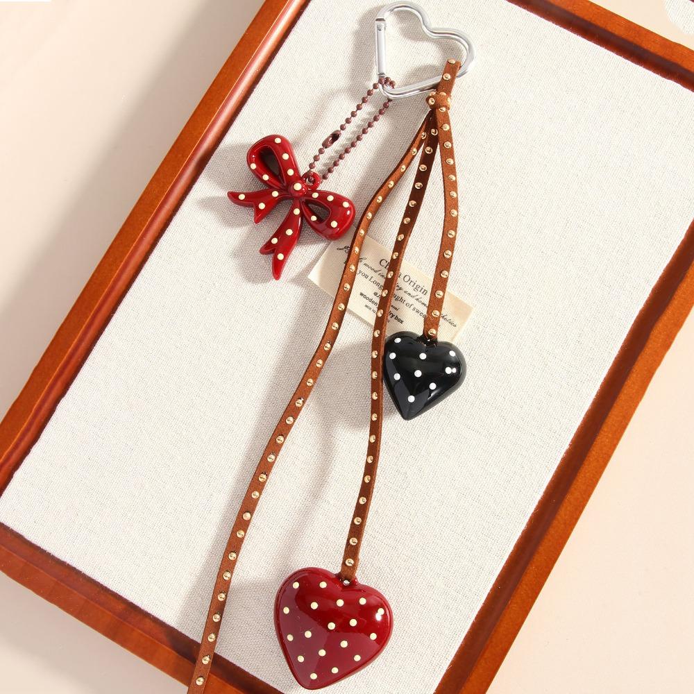 Anti-Lost Handmade Bow Keychain Hanging Braid Rope Key Chain Heart Phone Charm  Jewelry Accessories
