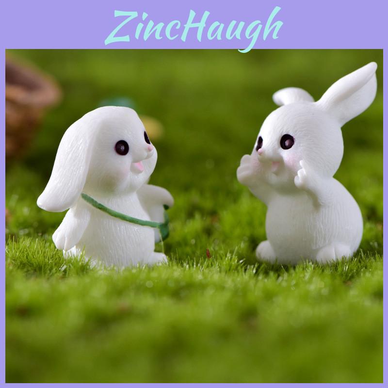 Charming Resin White Rabbit Figurine Adorable Micro Landscape Diy Decor