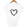 Heart Print Graphic T Shirt Women Short Sleeve Round Neck Harajuku Tshirt Female Aesthetic Tees Tops