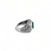 925 Solid Silver Ring, Vintage Inspire Ring, Green Corundum Gemstone, Gift for Mom