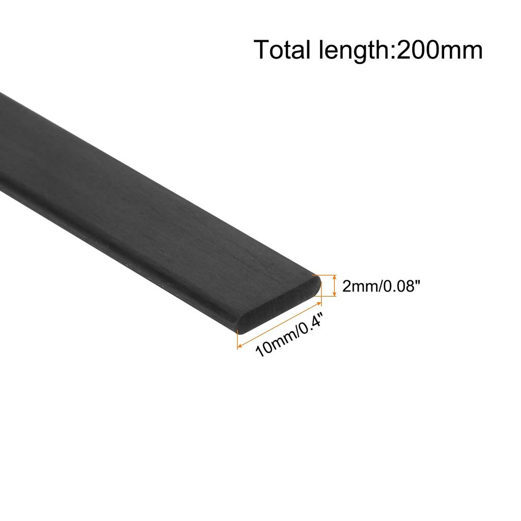 Uxcell 4-Pack Carbon Fiber Strips 2x100mm 200mm Long Pultrusion Flat Carbon Fiber Bars for Kite and RC Airplanes