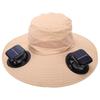 Wide Brim Sun Hat with 2 Solar Fan Dual Power Foldable Solar Fan Hat For Men Women Fishing Camping