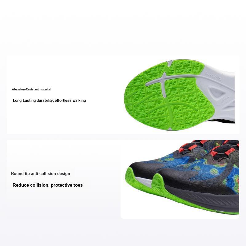 LiNing Kunpeng Comfortable Non-Slip Wear-Resistant Casual Shoes Kids Shoes Black Green YKFT002-5