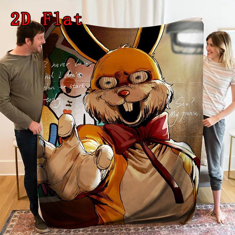 Horror Rabbit 2D Flat Pattern Flannel Blanket High quality All Seasons Warmth and Comfort Perfect for Christmas Gifts.