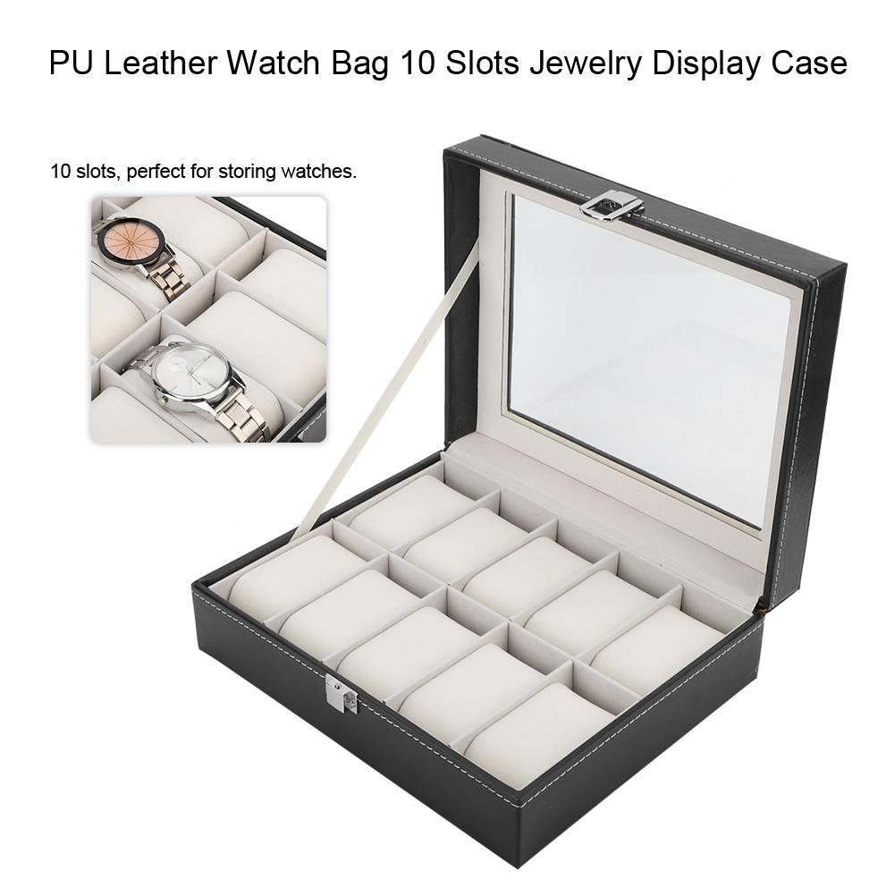 Portable PU Leather Watch Bag 10 Slots Jewelry Display Case Storage Holder