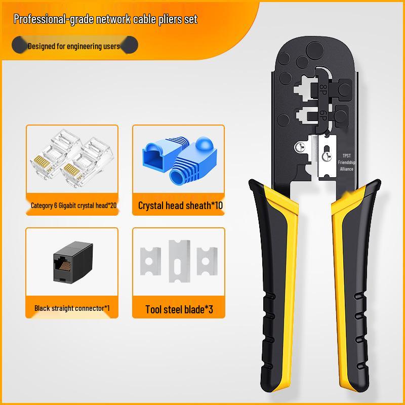 Professional Grade Network Cable Crimping Pliers Set for Cat5, Cat6, Cat7 Connectors