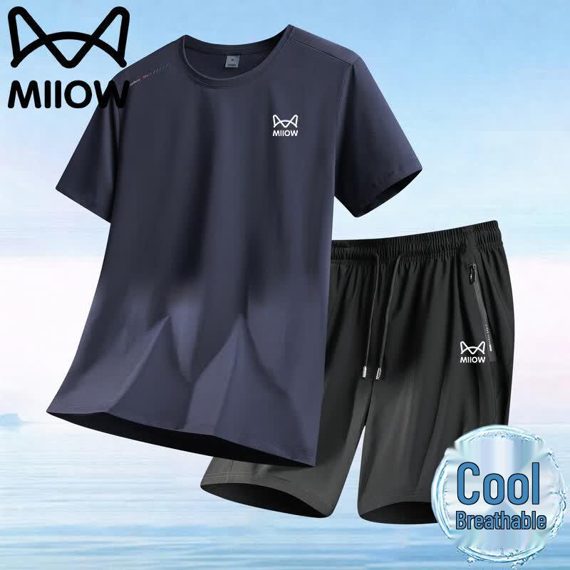 MiiOW Men s Summer Casual Short Sleeve T-Shirt & Shorts Set 2XL