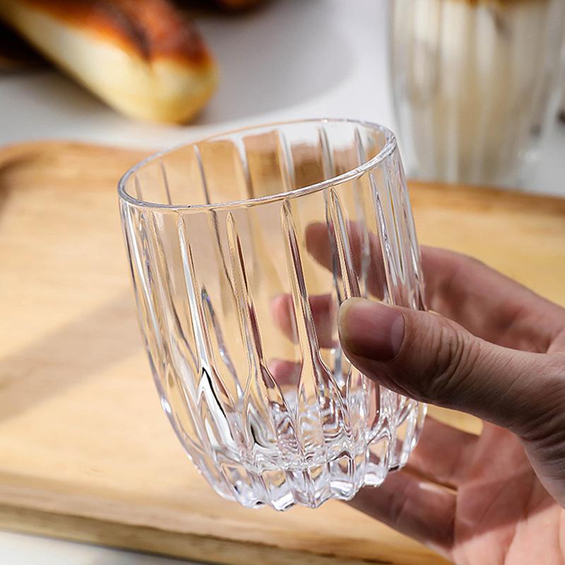 10oz 285ml Intage Vertical Patterned Juice Cup Household American Coffee Cup Latte Cappuccino Mugs Whiskey Glass Restaurant Cafe