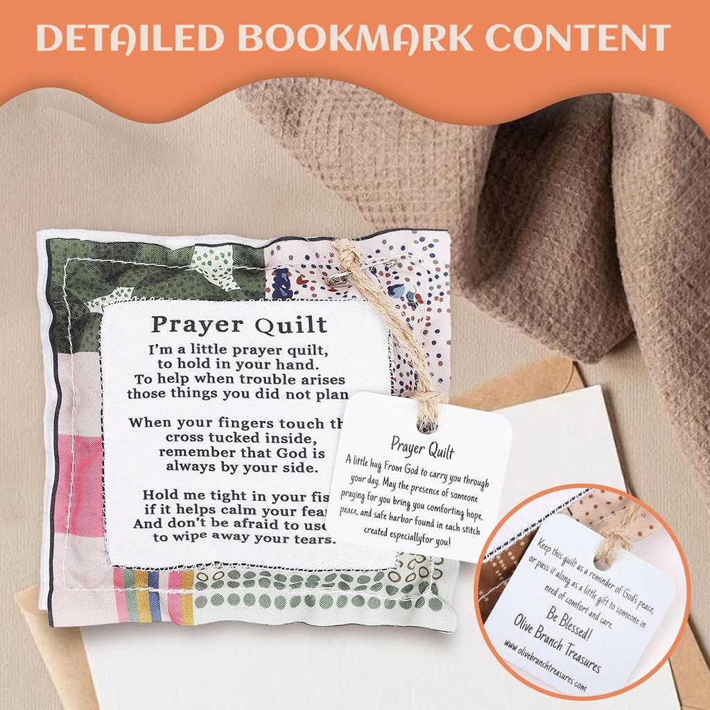 12 Pcs Mini Pocket Prayer Quilt with Cross ide, Square Prayer Quilt for Women Pastor Appreciation