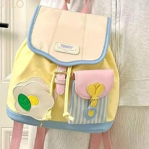 

Mini backpack 2025 spring and summer new schoolgirl cute dopamine small schoolbag contrasting nylon backpack women s bag жёлтый
