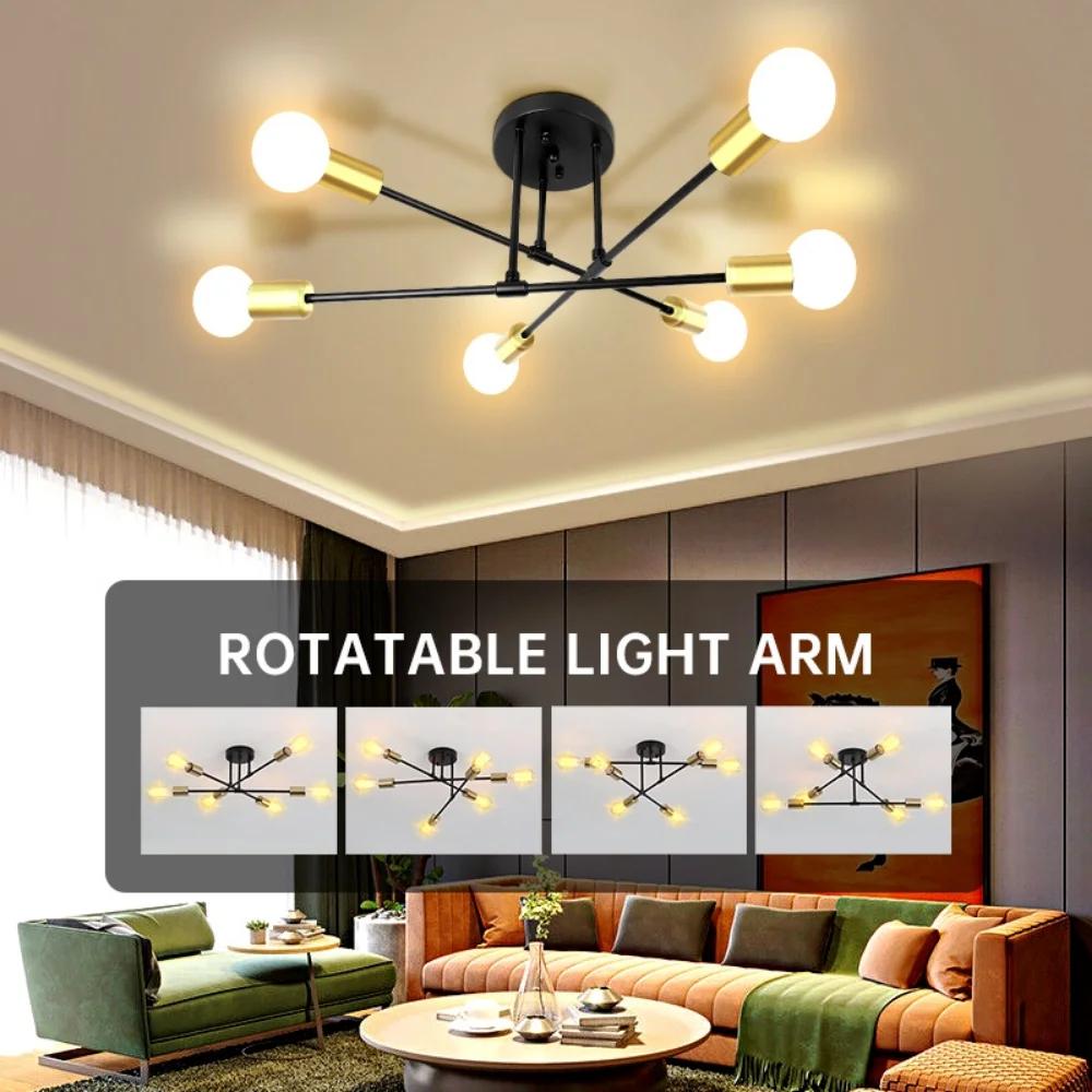 Postmodern Multiple Rod Iron Sputnik Ceiling Lamp Chandelier Vintage Industrial Light Lighting Fixture Kitchen Luminaire