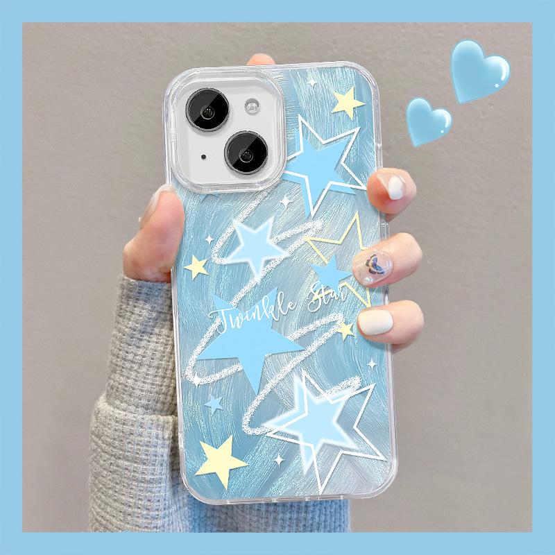 

Подходит для чехла для мобильного телефона Apple 15 Летний Iphone14pro Синий Размытая Звезда Подставка 13 Перо Пряжа X Полное покрытие Мягкий край iPhone SE (2nd Generation)