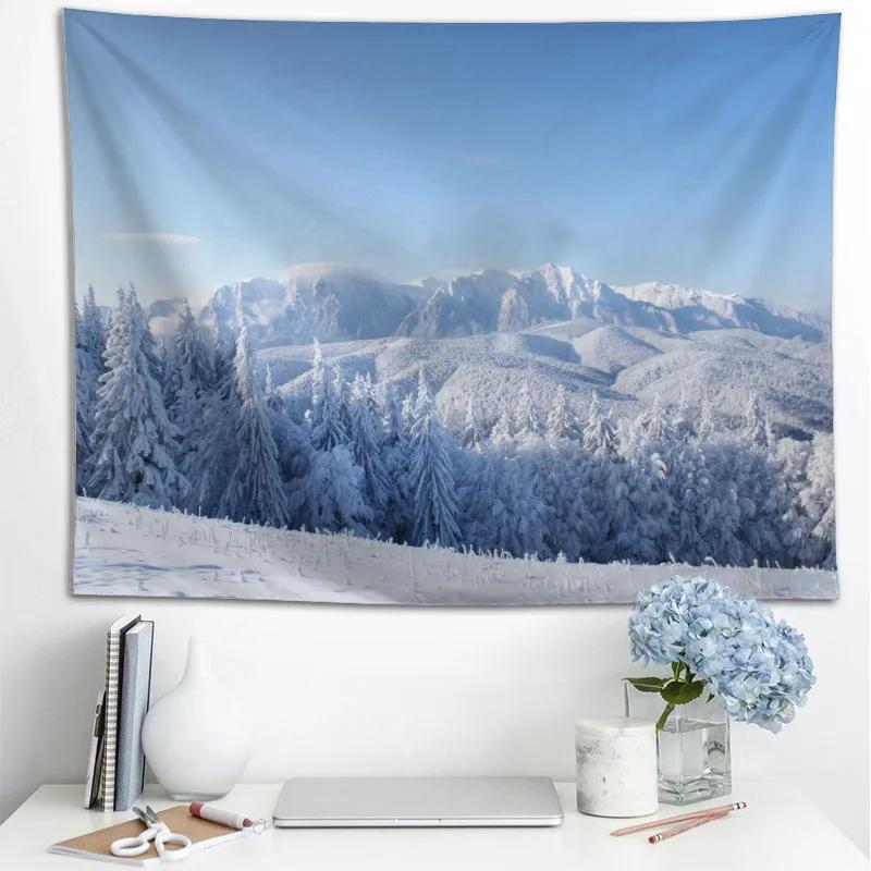 Hot Sale Custom High Quality Snow Wall Hanging Hd Landscape 3D Printing Digital Printing Home Decoration Tapestry