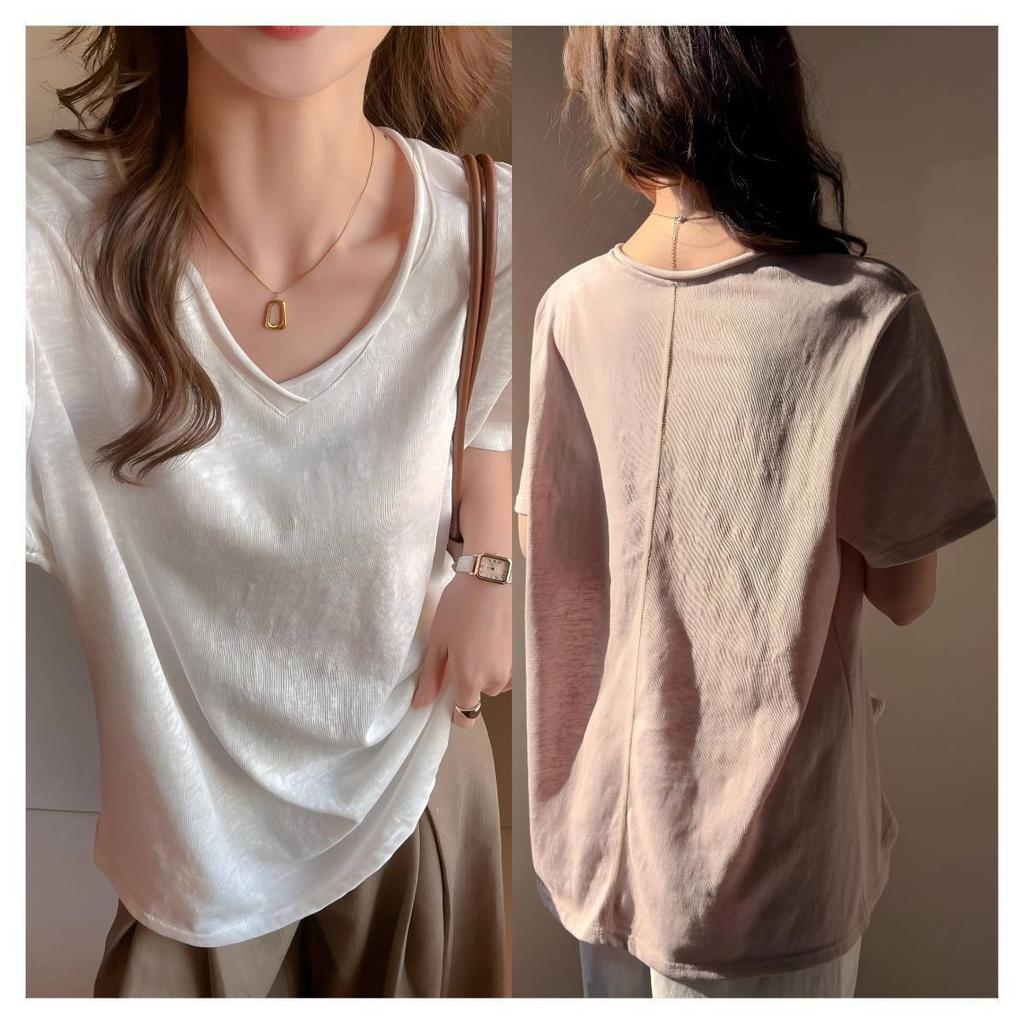 Thin Loose Large Version Cotton and Linen Short-sleeved T-shirt Women's Summer Casual and Thin Meat-covered Undershirt Korean Version Top