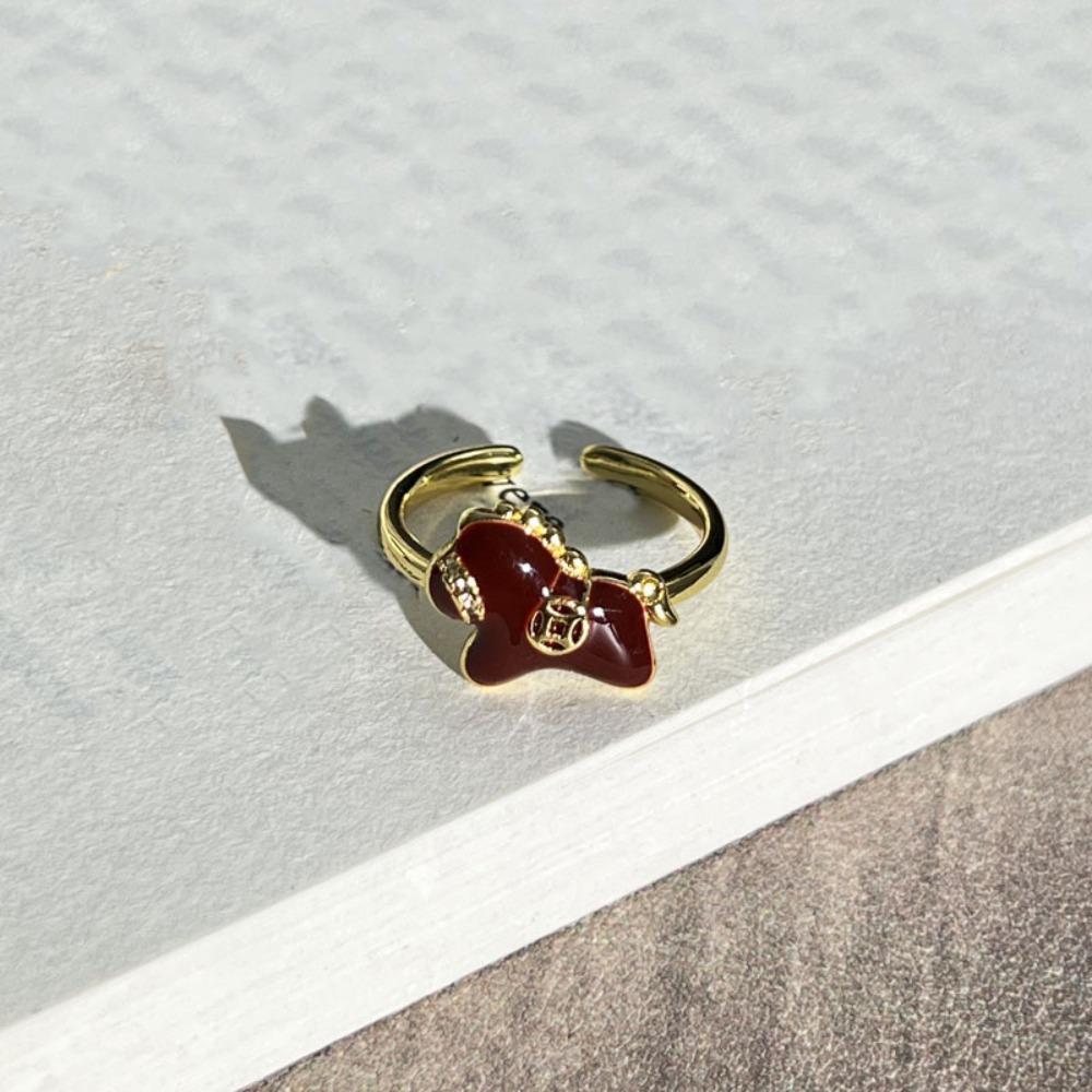 

Good Luck New Year Drip Oil Ring Adjustable Opening Ring Creative Zodiac Horse Ring Decoration Style 2