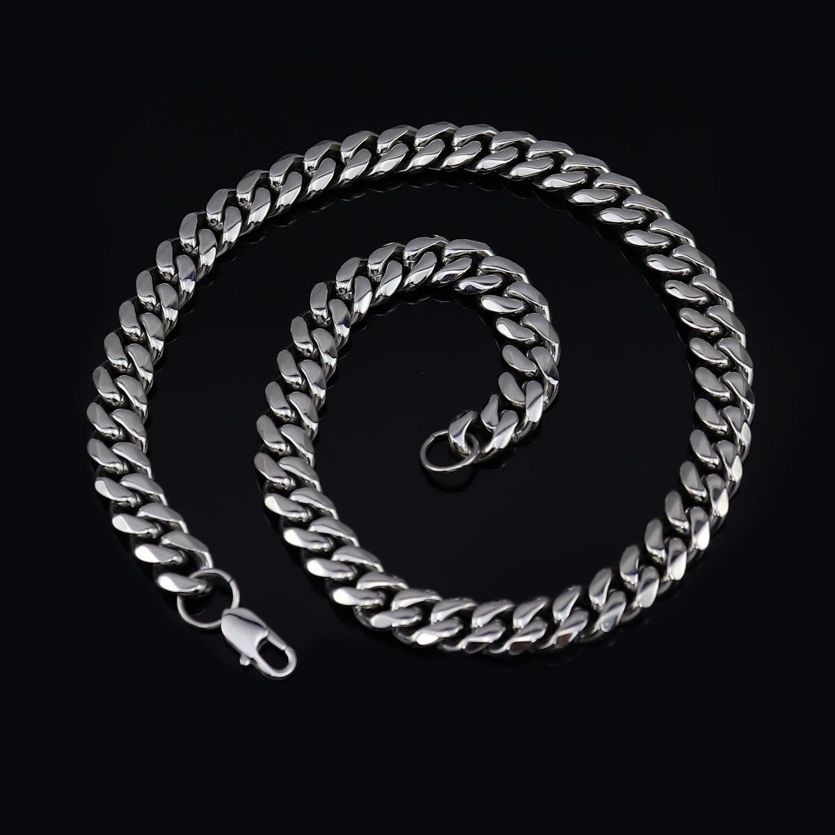 

4-10 мм нержавеющая сталь Майами кубинская цепь ожерелье для мужчин хип-хоп дракон борода пряжка 4mm*28in серебряный