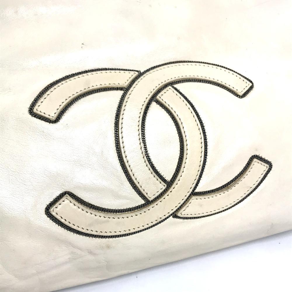 CHANEL CC CC Mark logo Chain logo Bag Mini Duffle Bag Hand Bag Leather White