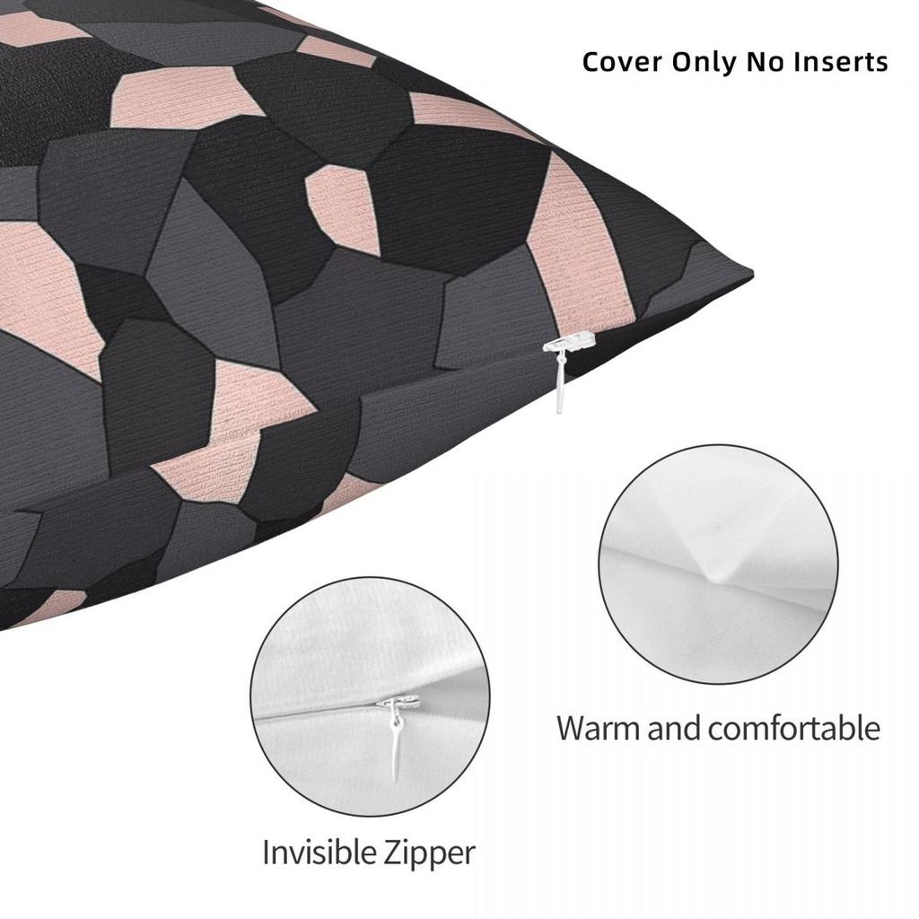 Elegant Rose Gold Grey Black Mosaic Square Pillowcase Polyester Linen Velvet Creative Decorative Sofa Cushion Cover