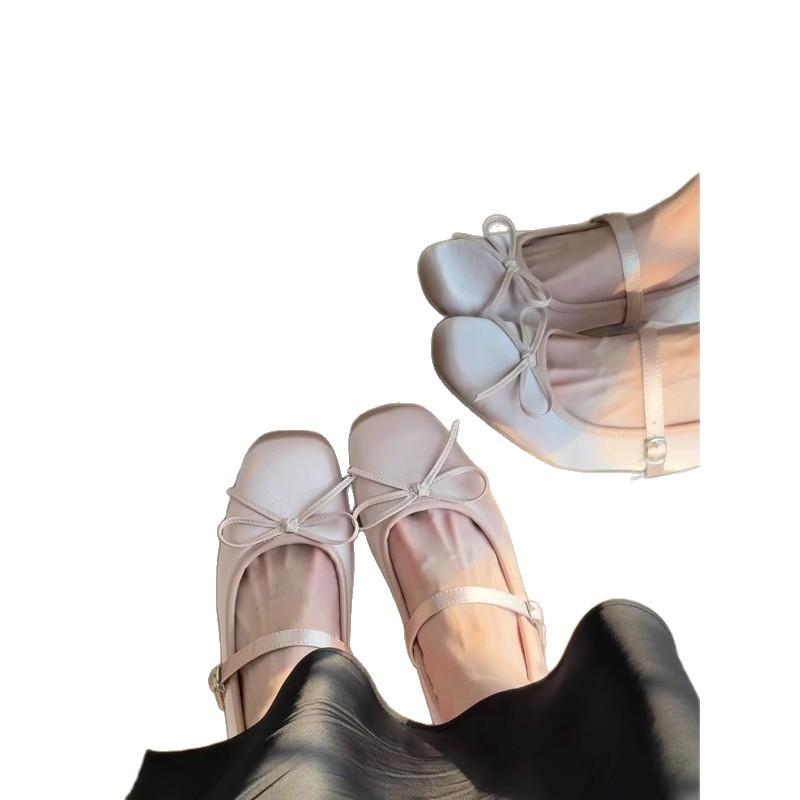 French inner height increase thick heel pink high heels single shoes women's 2025 new autumn and summer skirt Mary Jane small leather shoes