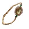 Meerjungfrau Armband Damen Armbanduhr Light Luxury Armbanduhr Mittelalterlich Exquisit Einfach Diamantbeschichtet 18 Karat Gold Smaragd