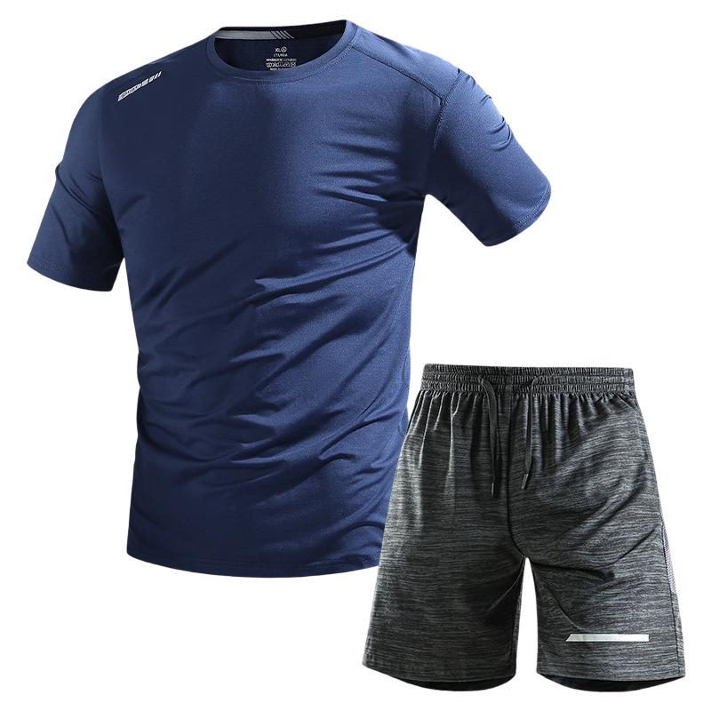 Men's Summer Quick-Dry Sports Set - Breathable Short Sleeve and Loose Shorts