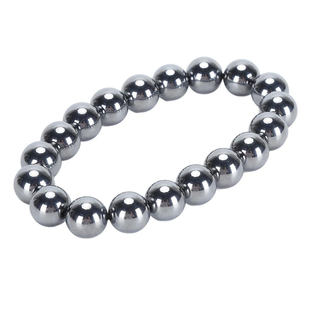 Terahertz Bracelet with Elastic Rope Terahertz Healing Stone Beads Power Energy Stone Bracelet for Men Women 12mm