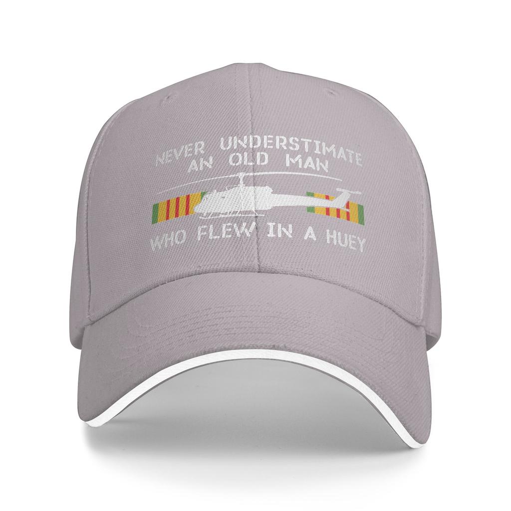 Summer Casual Baseball Cap NEVER UNDERSTIMATE AN OLD MAN WHO FLEW IN A UH-1 HUEY Sport Hats For Sunscreen Fitted Baseball Caps