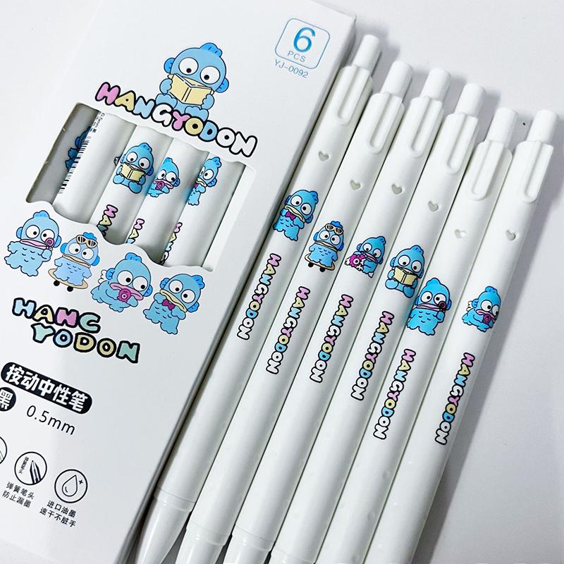 6Pcs Kawaii Crayon Shin-Chan Neutral Pen Cute 0.5Mm Black Ink Signature Pen Student Stationery Anime Cute Pressing Gel Pen Gifts