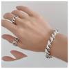 925 Sterling Silver Rings For Women Geometric Fine Jewelry Finger Adjustable Simple Vintage Chain Ring For Party Birthday Gift