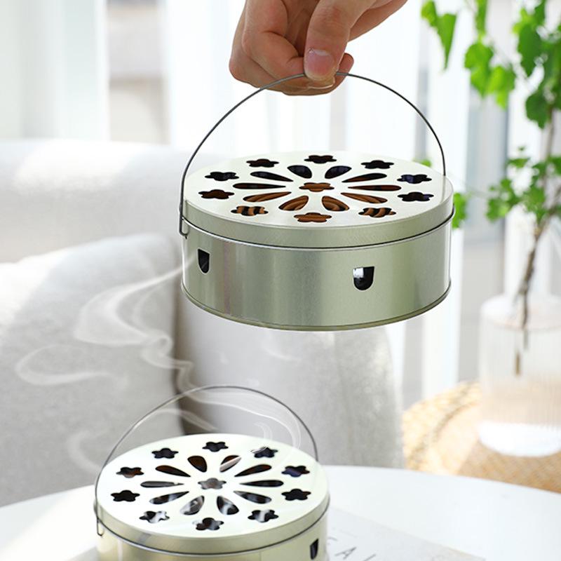 Enhanced Portable Mosquito Coil Box with Lid and Ash Tray - Fireproof Aromatherapy Furnace and Bracket