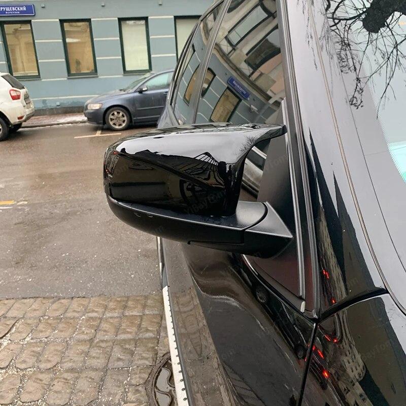 2pcs Side Wing Rearview Modified Car Styling Bright Black Carbon Fiber Pattern Mirror Cover Caps For BMW X5 E70 X6 E71 2008-2013