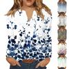 Maglietta da Donna Stampa Bottoni Manica Lunga Quotidiano Weekend Moda Basic Scollo a V Regolare Top