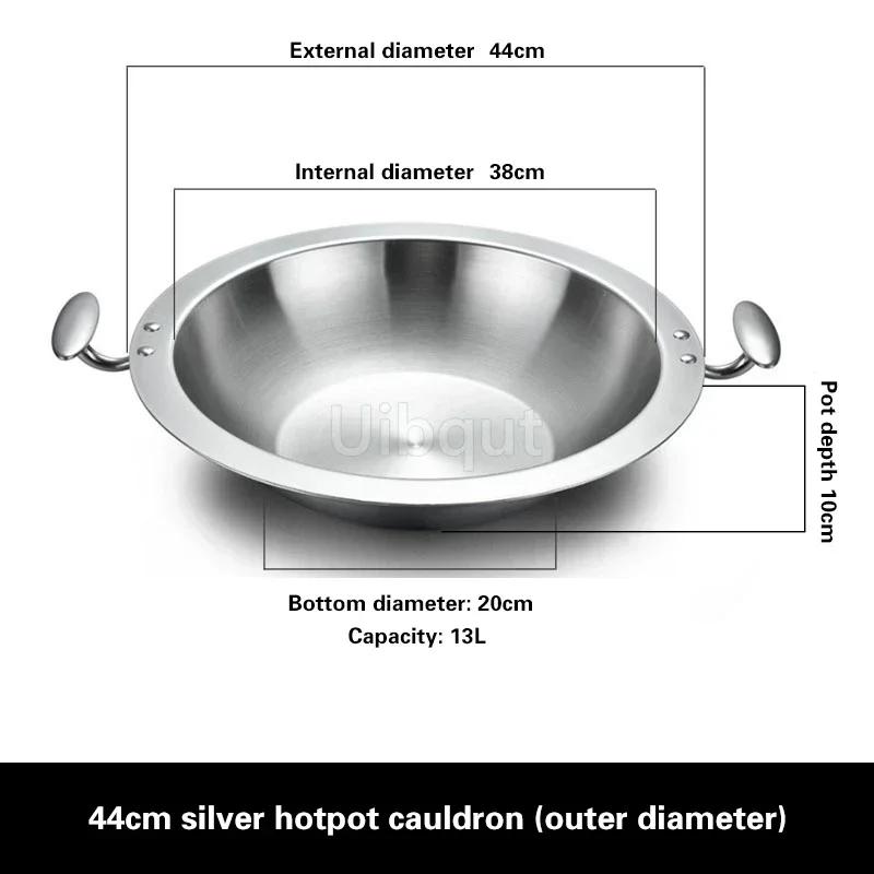 Thickened 304 Stainless Steel Hotpot Cauldron Commercial Three-layer Steel Hotpot Flat Bottomed Induction Cooker Hotpot