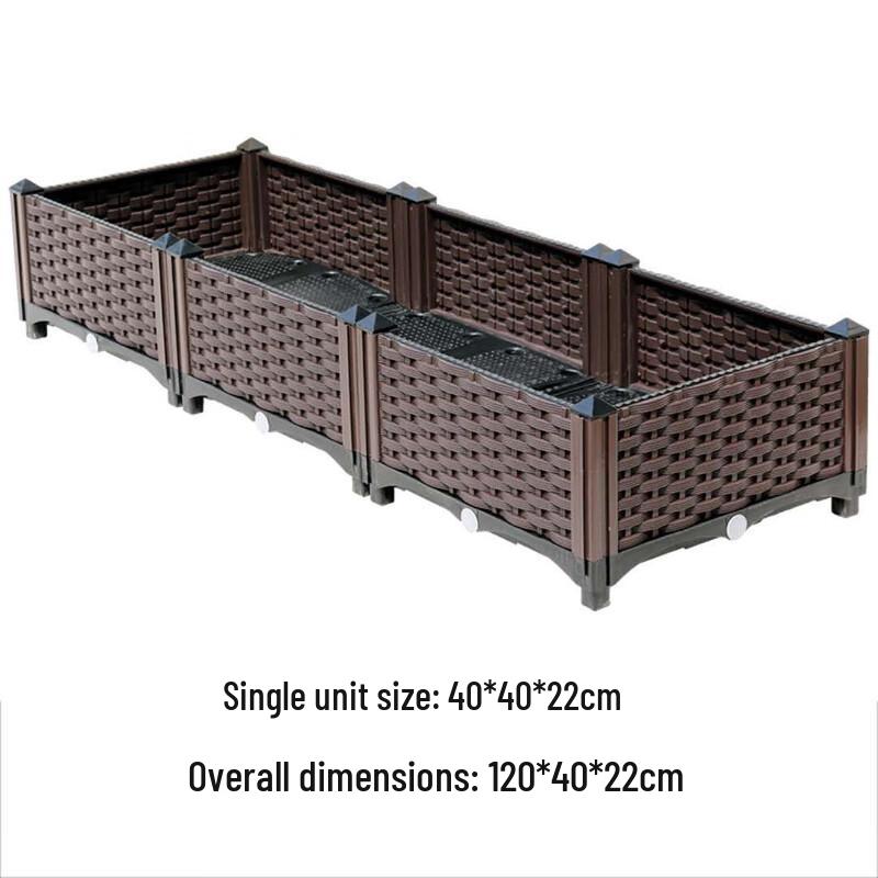 Outdoor Rattan Style 5-Link Plastic Raised Garden Bed