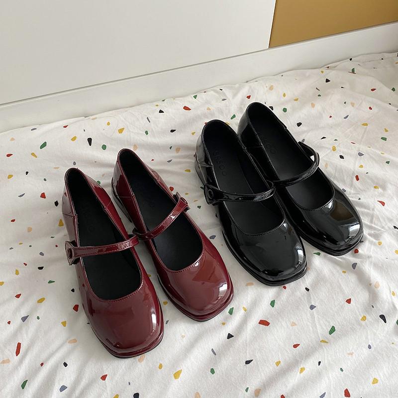 2024 Autumn Black Retro Mary Jane Shoes with Thick Heel for Women