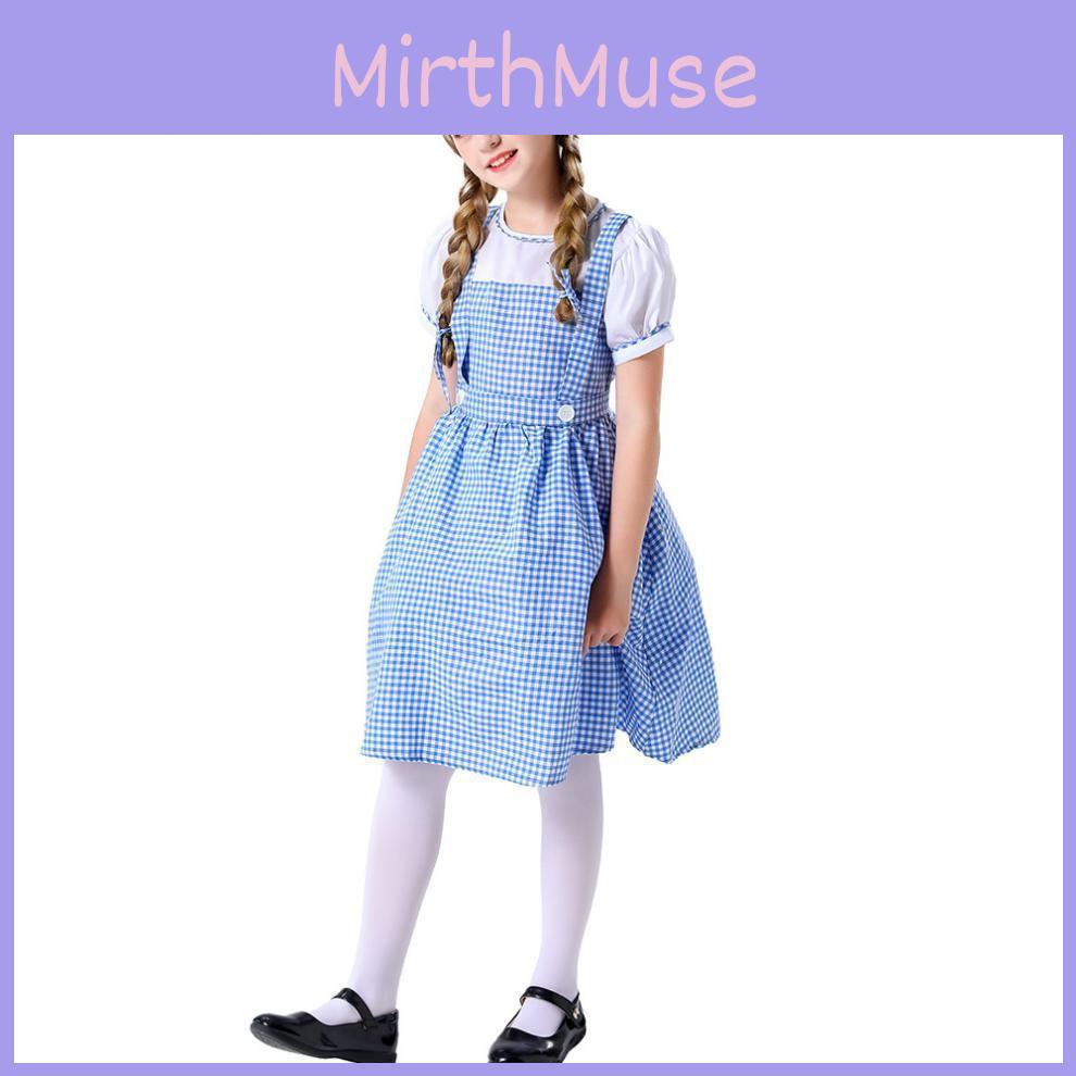 Wizard Of Oz Blue Checkered Costume Dress With Headband For Girls Roleplay Special Characters Included