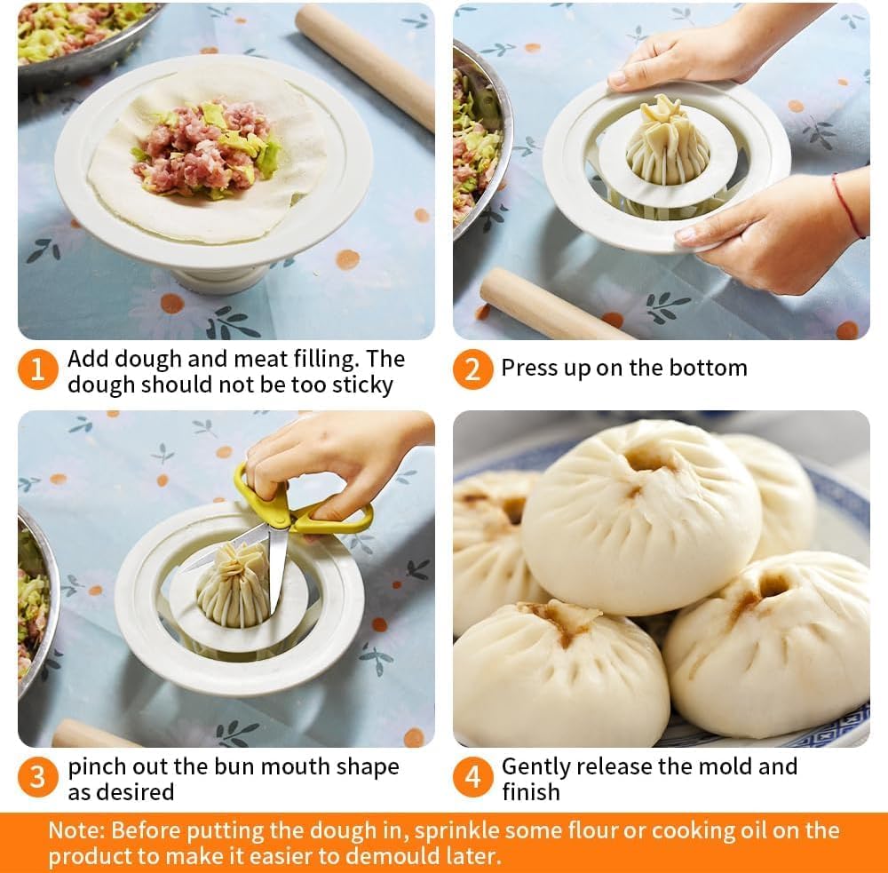 Dumpling Making Mould Flower Shaped Bun & Dumpling Machine Diy Baozi Maker Machine Food Safe Material Handbanary Baozi Bun Mold