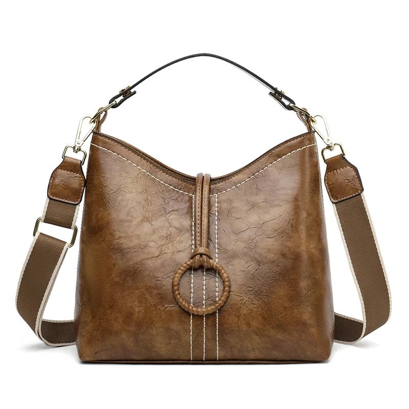 Casual Large Capacity Shoulder Crossbody Bag Fashion Shopper Totes High Quality Vintage Design Leather Bucket Handbags For Women