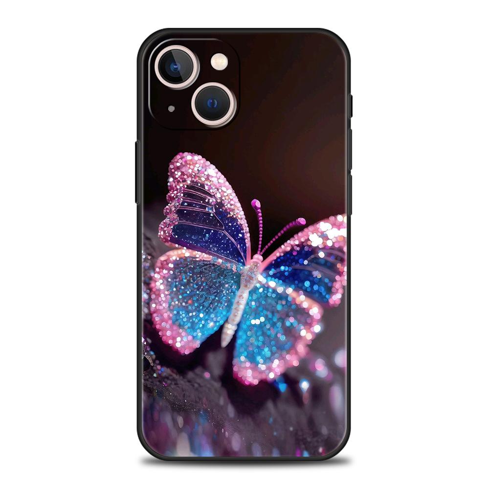 Luxury Butterfly Glitter Clear Phone Case for iPhone 16 15 14 13 12 Pro Max 11 Pro Max 7 8 Plus XS XR Shockproof Silicone Shell