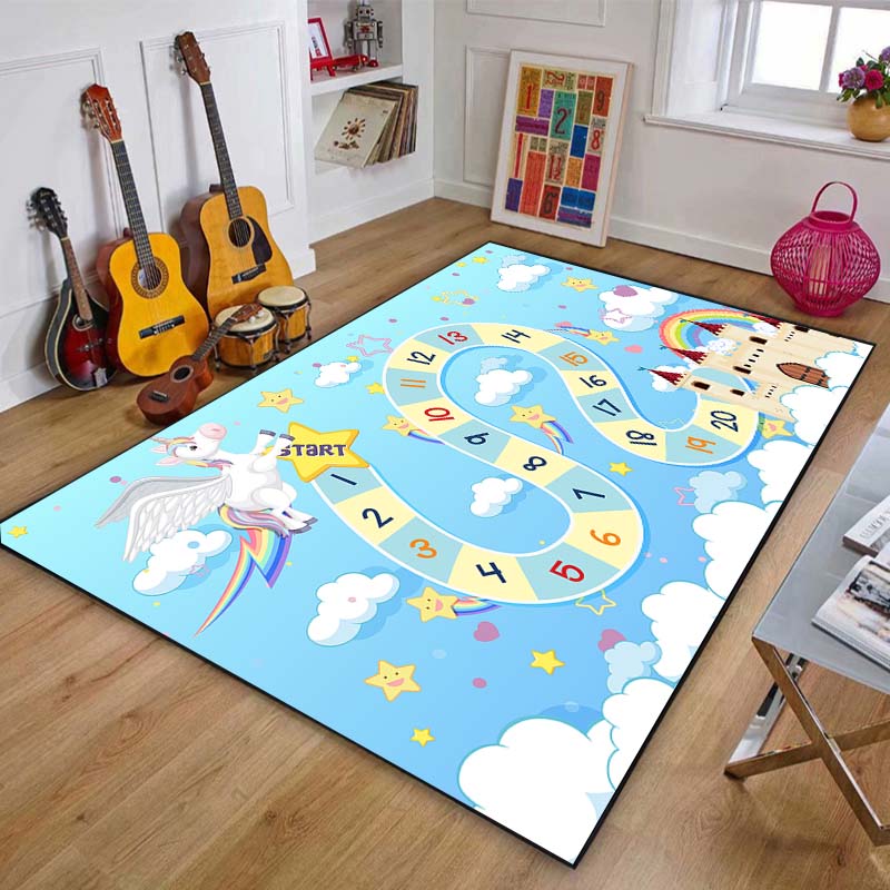 Game Snakes and Ladders Pattern Floor Rug Carpets Living Room Bedroom Bedside Bathroom Floor Mat Area Rug Kids Room Play Mat