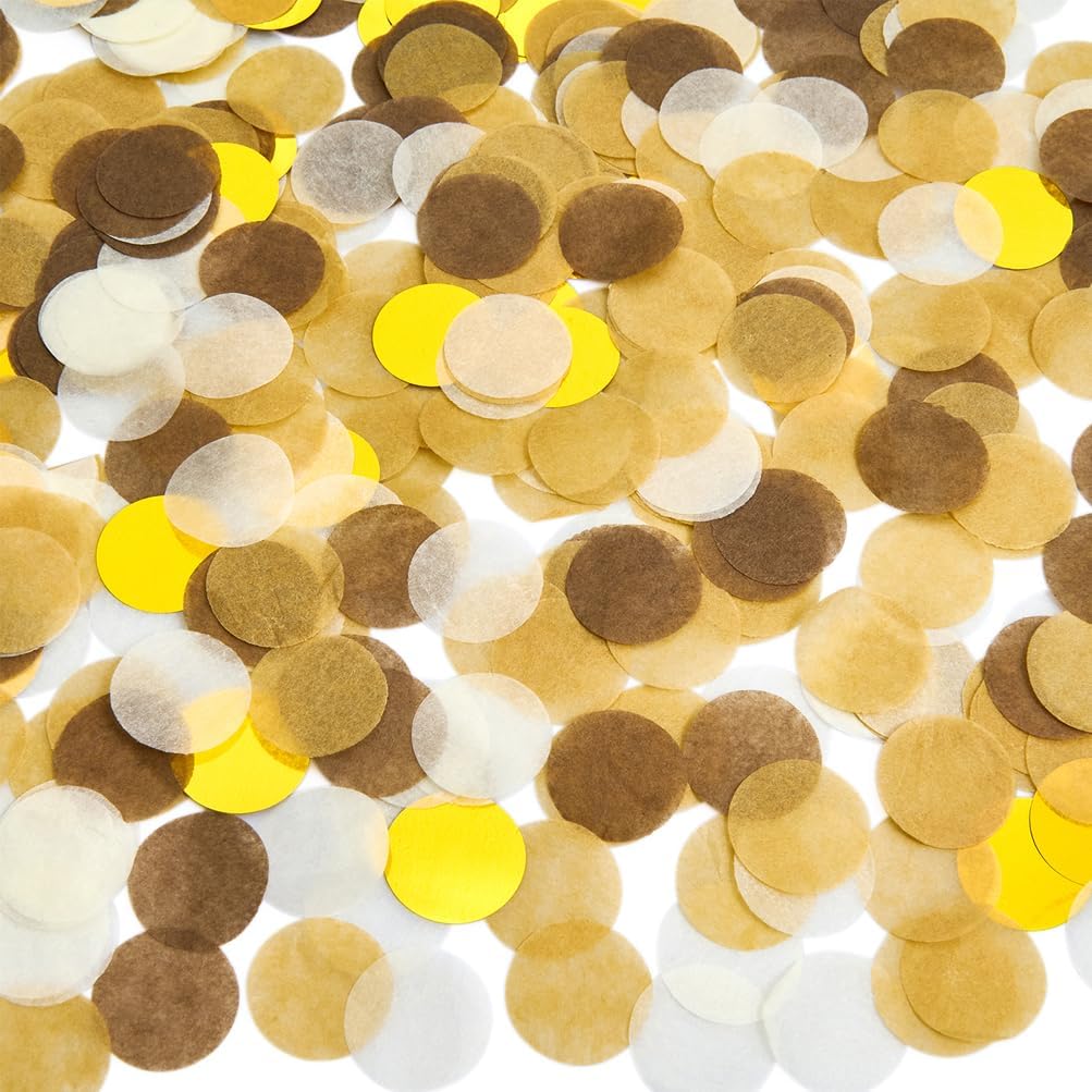 Hot Pink Orange and Gold Tissue Confetti Dots Table Decoration for Birthday Graduation Wedding Toss Groovy Fall Autumn Party, 1 inch in Diameter, 100