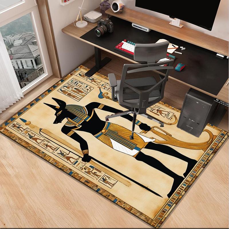 Ancient Egyptian Hieroglyphics Office Rug Chair Mat, Entryway Carpet, Suitable for Front Door, Bedroom, Living Room, Desk, Holiday Gift