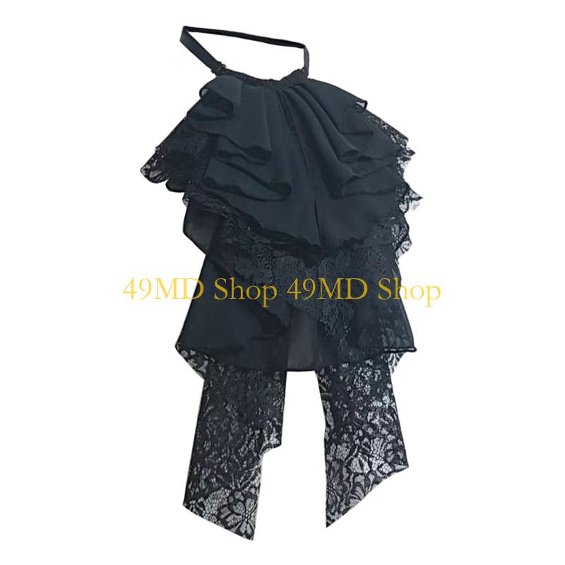 49MD Victorian Detachable Layered Lace Jabot Faux Collar For Women s Costume Parties
