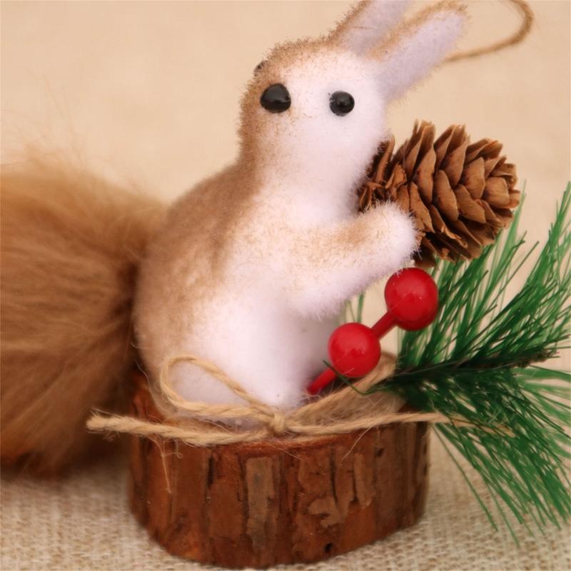 Artificial Squirrel Decoration Christmas Tree Hanging Ornament For Door Mantel Window Wedding Christmas Party Decoration