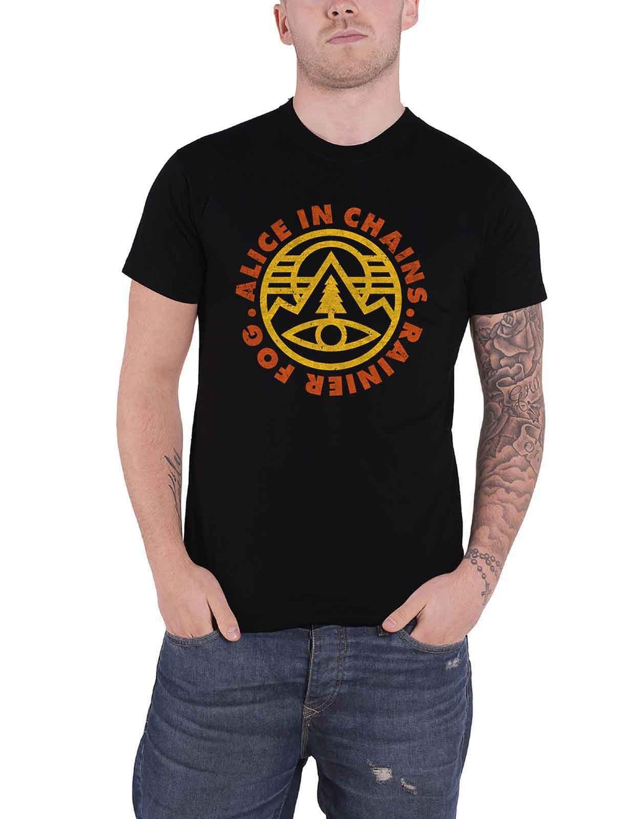 Alice in Chains T Shirt Pine Emblem Band Logo new Official Mens Black Unisex T-Shirt XL