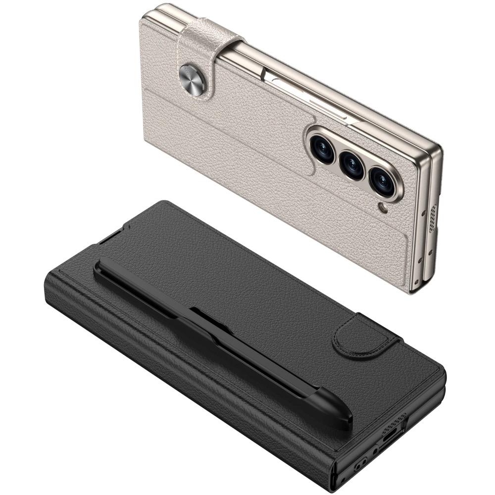 Luxusní PU kožený kryt na telefon pro Samsung Galaxy Z Fold 6 Case s funkcí podpory Screen Protector s dotykovým perem