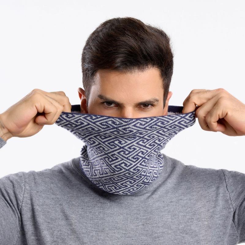 Men's new winter scarf fashionable versatile letter scarf outdoor cold-proof velvet warm neck cover